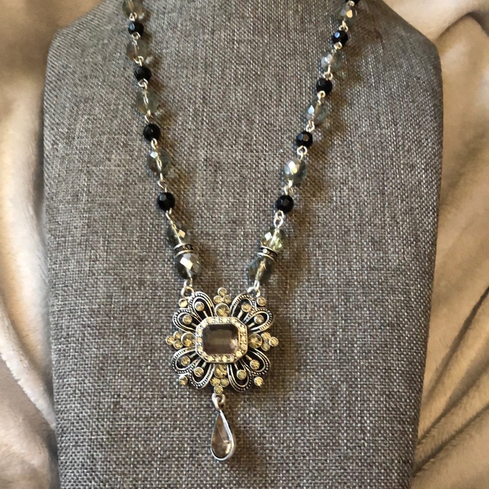 Avon necklace with medallion and rhinestones